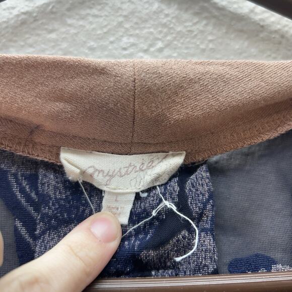 Mystery Y2K Velvet Burnout Sheer Floral Back Faux Wrap Boho Western Cowgirl SZ L - Picture 3 of 7